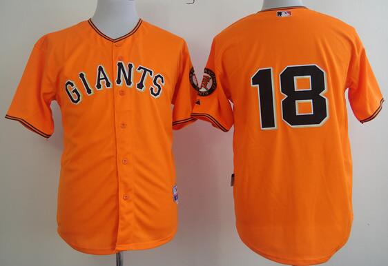 San Francisco Giants 18 Matt Cain Orange men baseball MLB Jersey