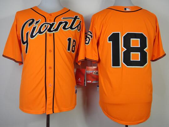 San Francisco Giants 18 Matt Cain Orange men baseball MLB Jerseys