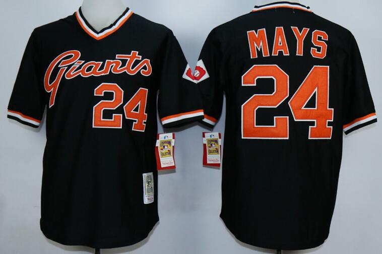 San Francisco Giants 24 Willie Mays Black MLB Jersey