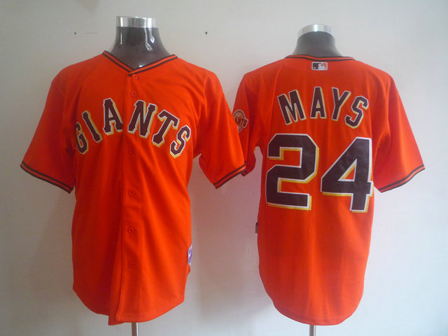 San Francisco Giants 24 Willie Mays Orange Jerseys MLB