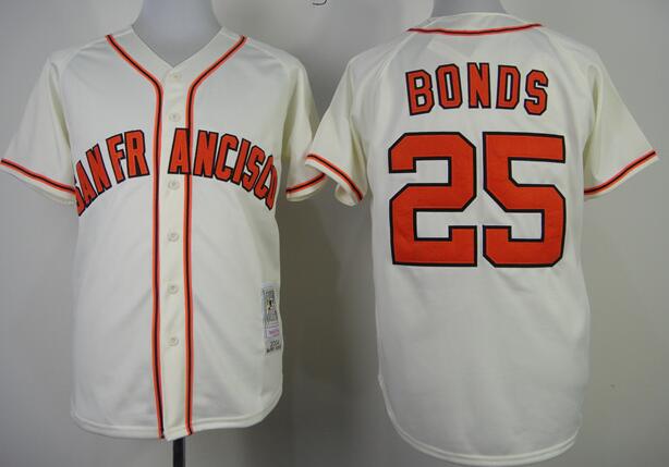 San Francisco Giants 25 Barry Bonds beige men baseball mlb jersey