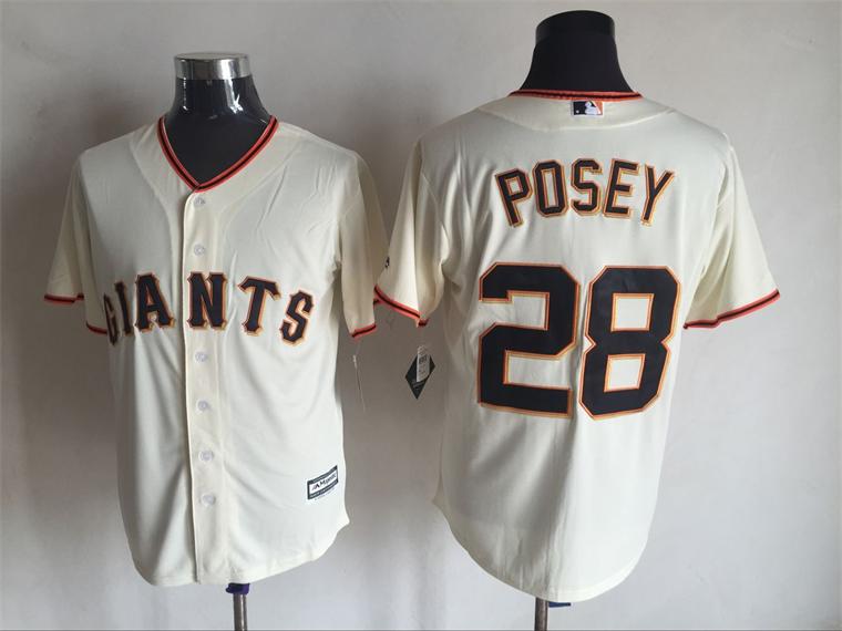 San Francisco Giants 28 Buster Posey beige Majestic baseball Jersey