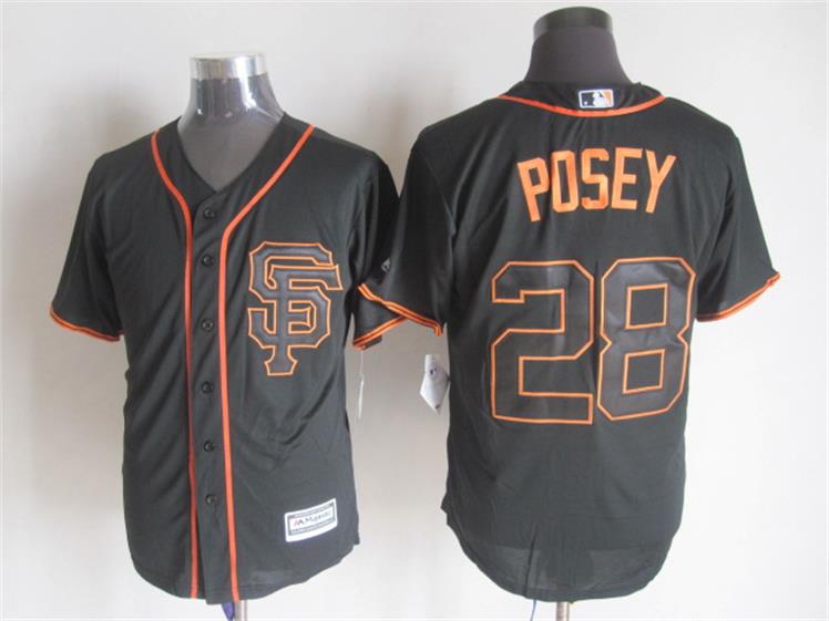 San Francisco Giants 28 Buster Posey black Majestic baseball jersey