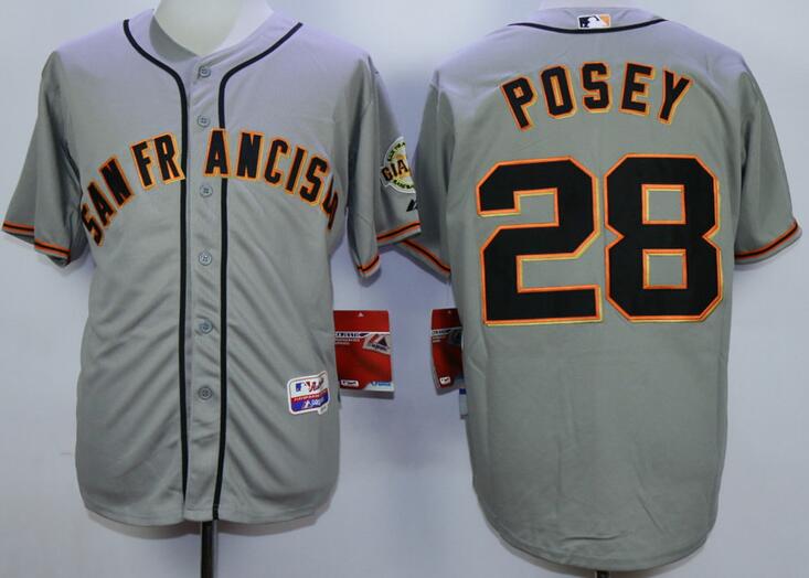 San Francisco Giants 28 Buster Posey grey men MLB baseball Jersey