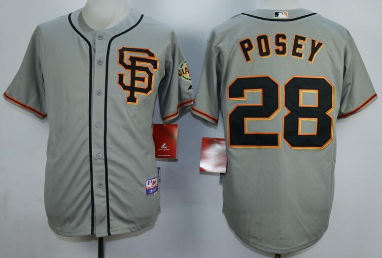 San Francisco Giants 28 Buster Posey grey men MLB baseball Jerseys