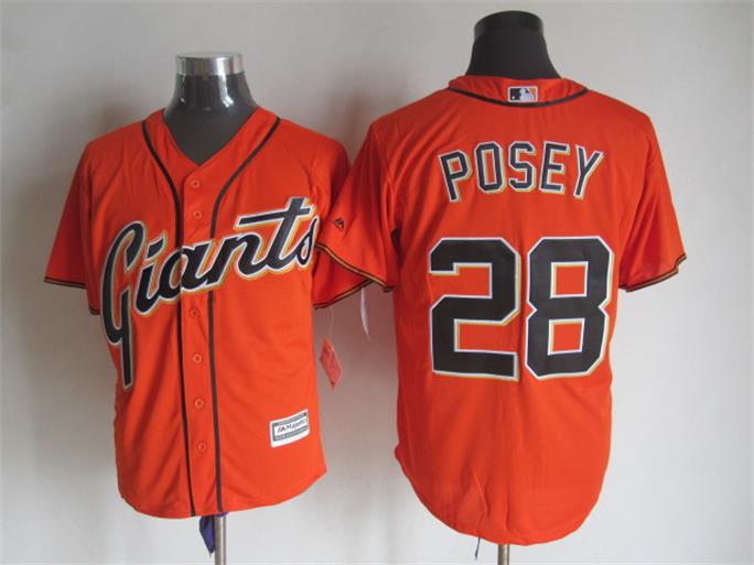 San Francisco Giants 28 Buster Posey ornage Majestic baseball jersey