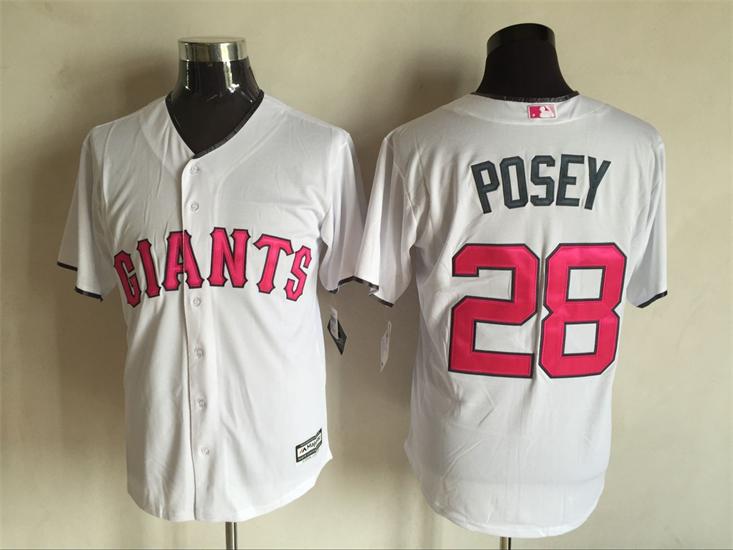 San Francisco Giants 28 Buster Posey white Majestic baseball Jerseys