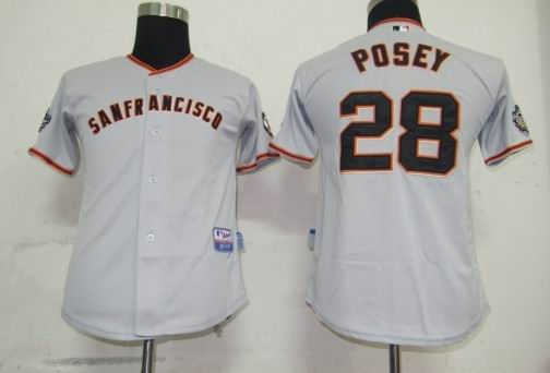 San Francisco Giants 28 Posey Grey Kid MLB Jerseys