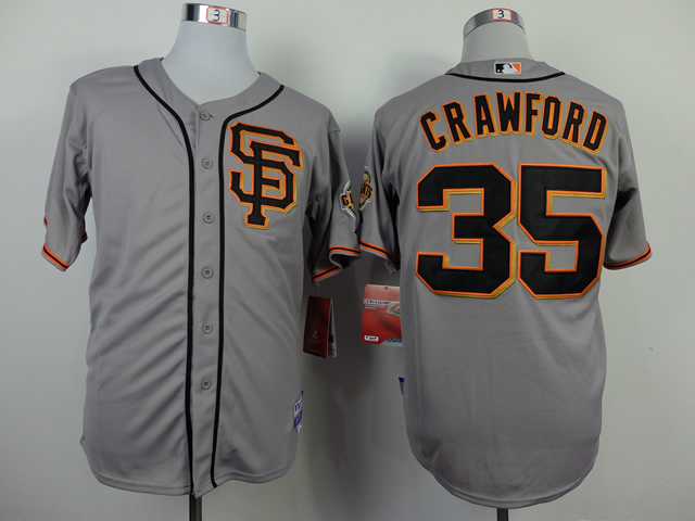 San Francisco Giants 35 Brandon Crawford Grey MLB Jerseys