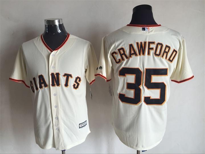 San Francisco Giants 35 Brandon Crawford beige Majestic baseball Jersey