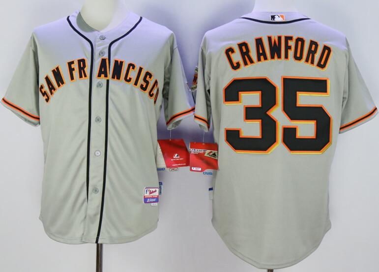 San Francisco Giants 35 Brandon Crawford grey men mlb baseball Jersey