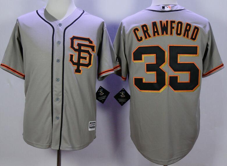 San Francisco Giants 35 Brandon Crawford grey men mlb baseball jerseys