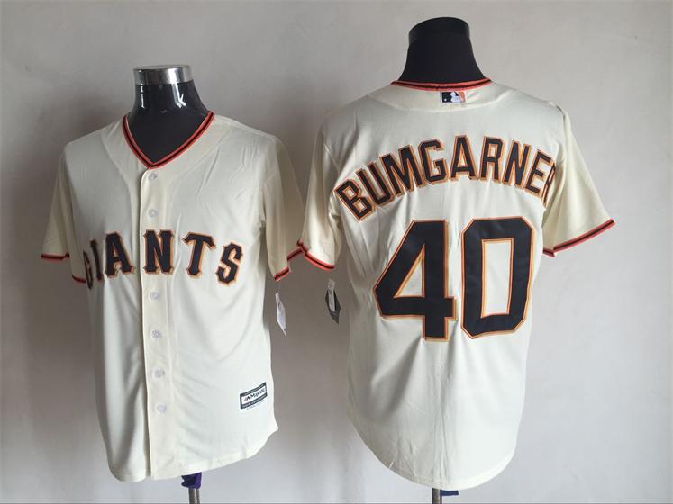 San Francisco Giants 40 Madison Bumgarner beige Majestic baseball Jersey