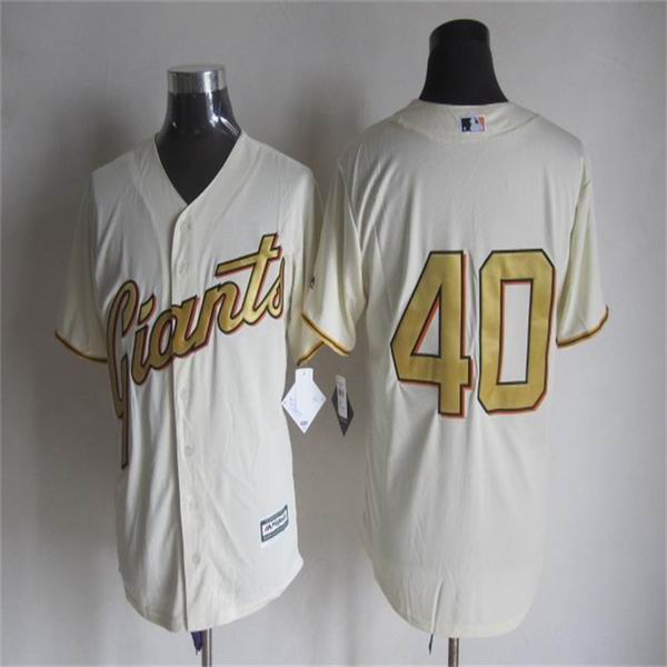 San Francisco Giants 40 Madison Bumgarner cream Majestic baseball jersey