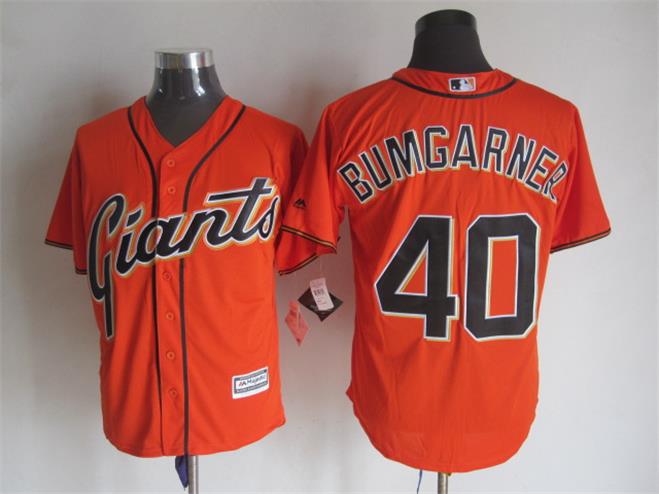 San Francisco Giants 40 Madison Bumgarner orange Majestic baseball jersey