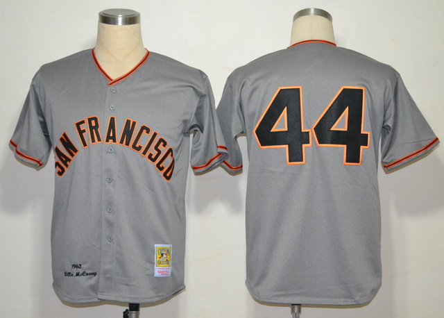 San Francisco Giants 44 Willie McCovey Grey M&N 1962 Jerseys MLB