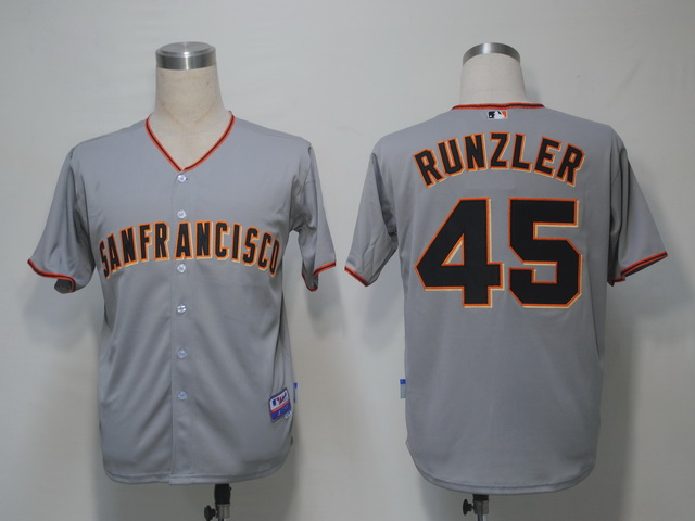 San Francisco Giants 45 Runzler Grey men mlb Baseball Jersey