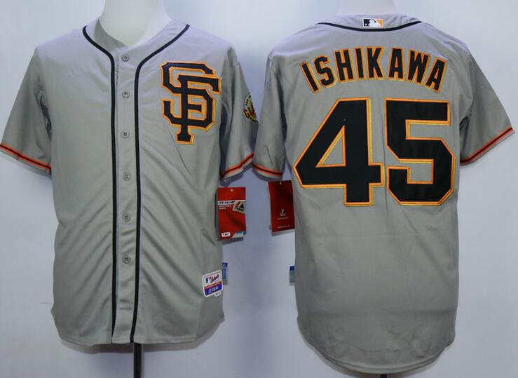 San Francisco Giants 45 Travis Ishikawa grey men mlb baseball jerseys