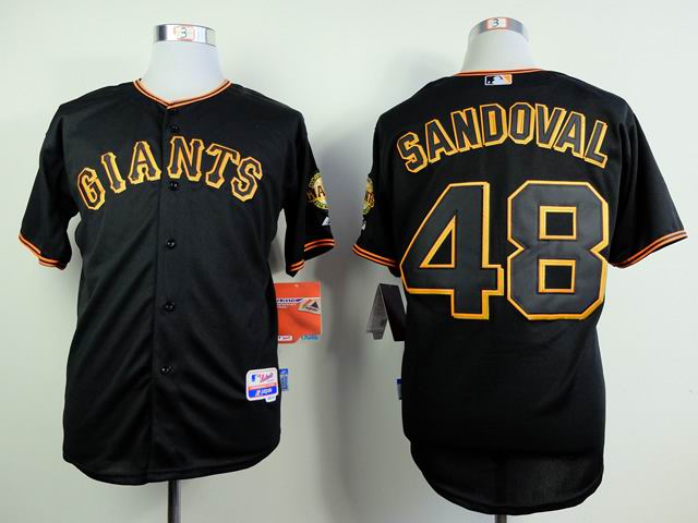 San Francisco Giants 48 Pablo Sandoval Black throwback men mlb Baseball Jersey