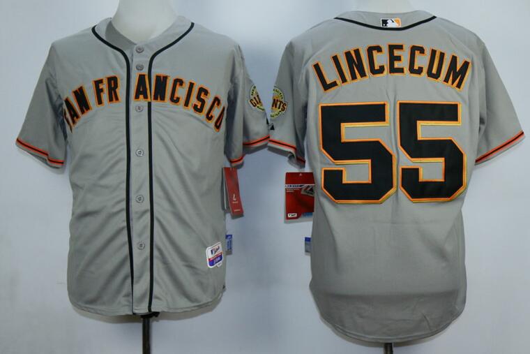 San Francisco Giants 55 Tim lincecum grey men mlb baseball Jerseys