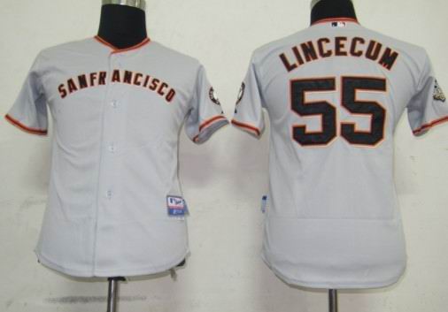 San Francisco Giants 55 lincecum Grey Kid MLB Jerseys