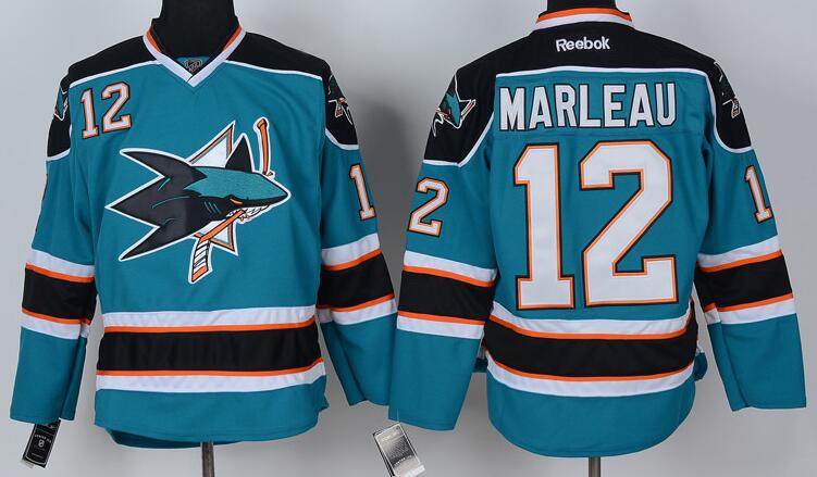 San Jose Sharks 12 Patrick Marleau Green men nhl ice hockey  jersey