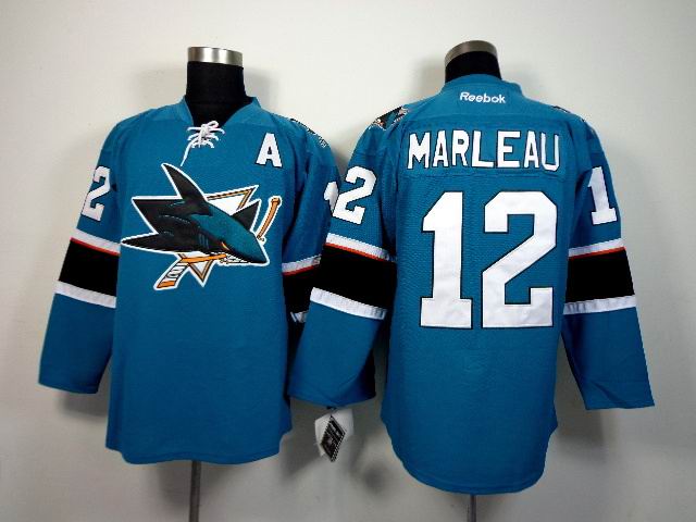 San Jose Sharks 12 Patrick Marleau blue men nhl ice hockey  jersey