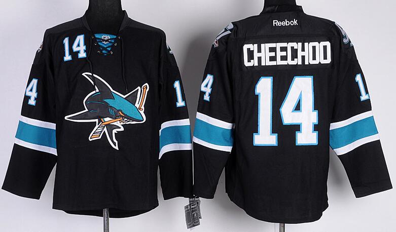 San Jose Sharks 14 Jonathan Cheechoo black men nhl ice hockey  jerseys