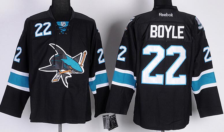 San Jose Sharks 22 Boyle Black men nhl ice hockey  jerseys