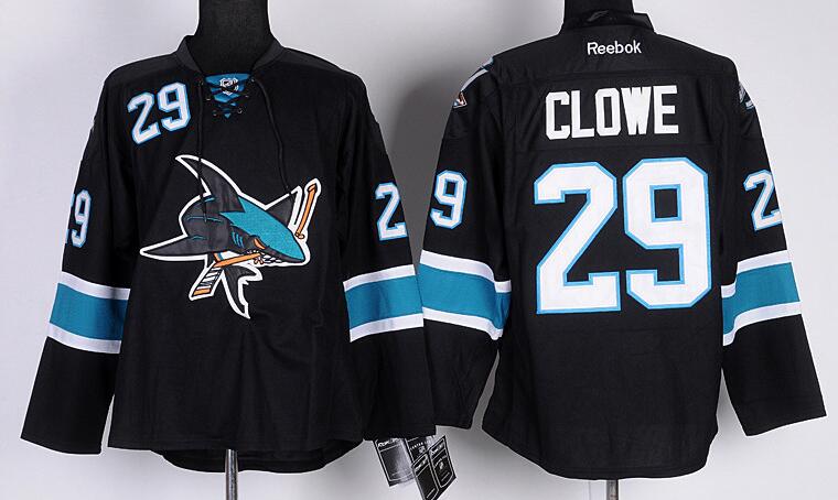 San Jose Sharks 29 CLOWE Black men nhl ice hockey  jerseys