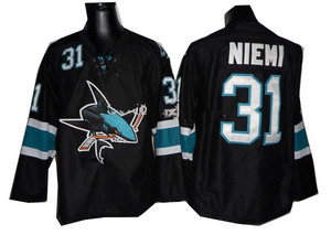 San Jose Sharks 31 Antti Niemi Black men nhl ice hockey  jerseys