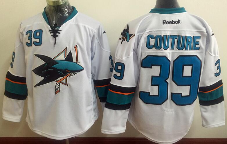 San Jose Sharks 39 COUTURE white men nhl ice hockey jerseys