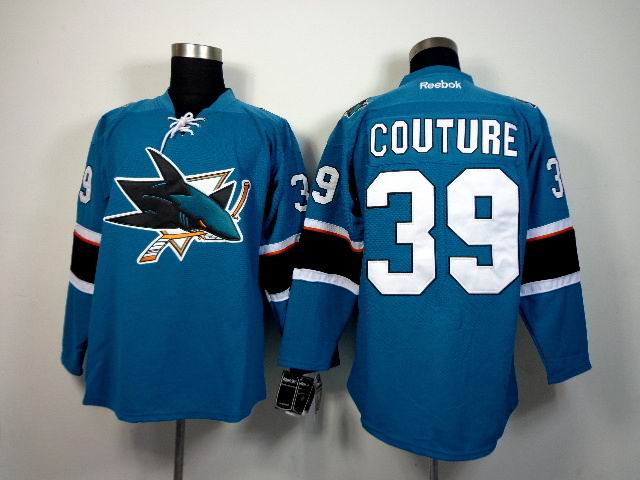 San Jose Sharks 39 Logan Couture blue men nhl ice hockey  jerseys