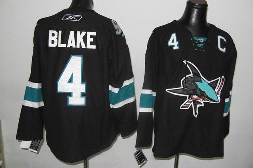 San Jose Sharks 4 Rob Blake Black men nhl ice hockey  jerseys