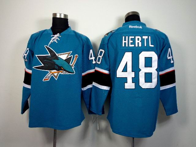 San Jose Sharks 48 Tomas Hertl blue men nhl ice hockey  jerseys