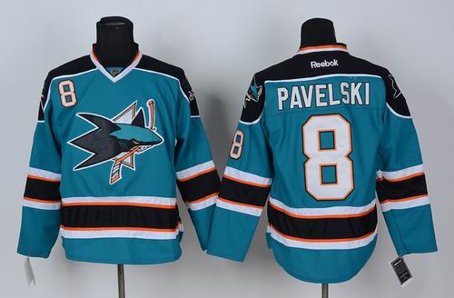 San Jose Sharks 8 Joe Pavelski Green men nhl ice hockey  jerseys