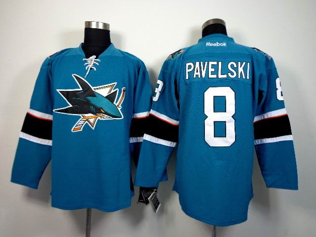 San Jose Sharks 8 Joe Pavelski blue nhl ice hockey  men jerseys