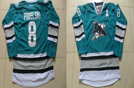 San Jose Sharks 8 PAVELSKI green men nhl ice hockey  jerseys