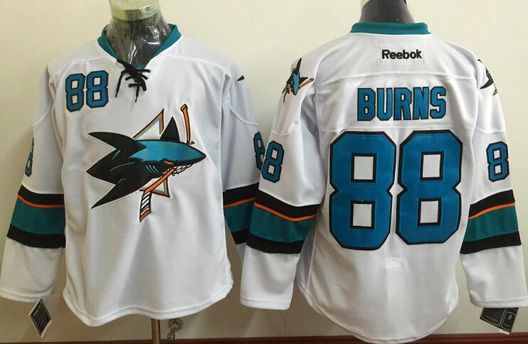 San Jose Sharks 88 BURNS white men nhl ice hockey jerseys