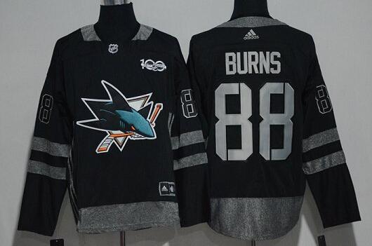 San Jose Sharks 88 Brent Burns black 100th men nhl ice hockey  jerseys