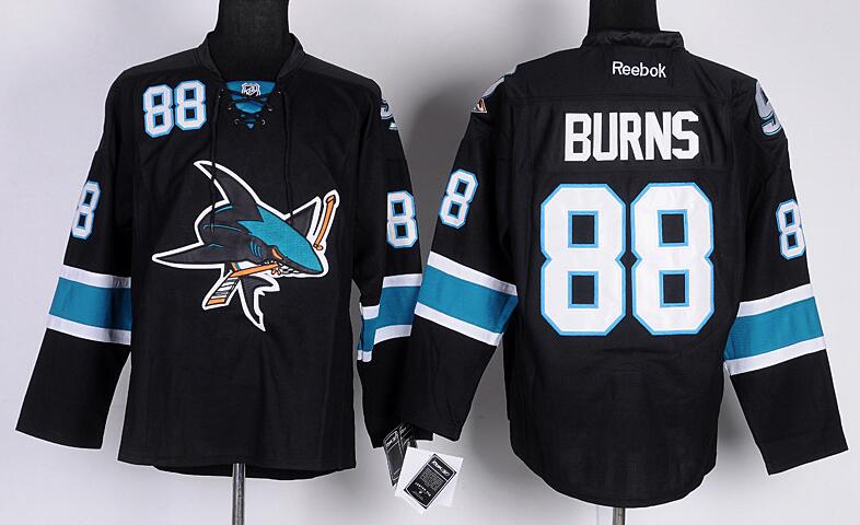 San Jose Sharks 88 Brent Burns black men nhl ice hockey  jerseys