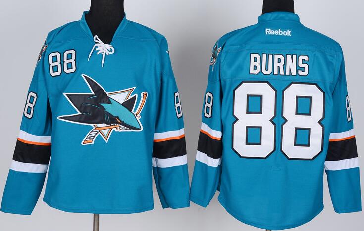 San Jose Sharks 88 Brent Burns blue men nhl ice hockey  jerseys