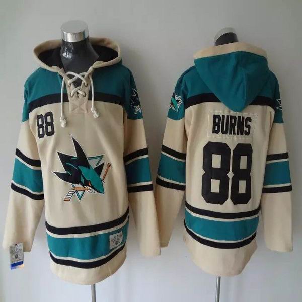 San Jose Sharks 88 Brent Burns green beige Hockey Hooded Sweatshirt