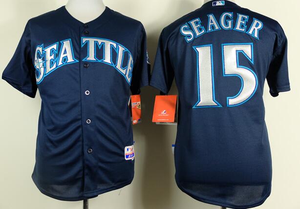 Seattle Mariners 15 Kyle Seager blue mlb baseball jersey