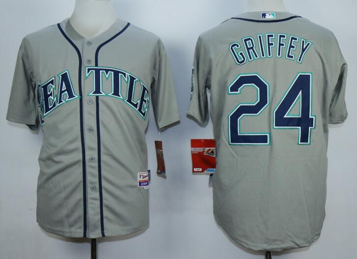 Seattle Mariners 24 Griffey Grey men mlb baseball jerseys