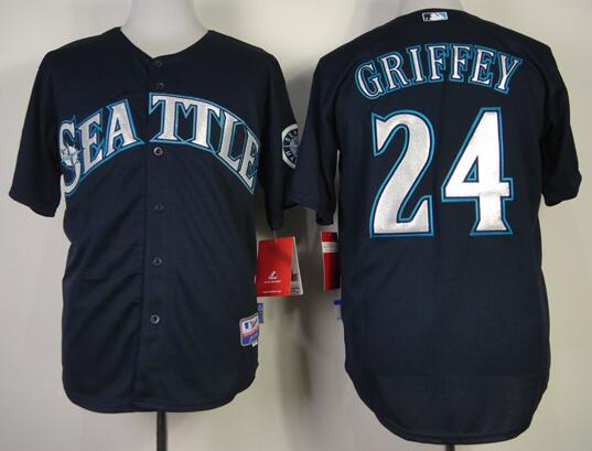 Seattle Mariners 24 Ken Griffey Blue mlb jersey