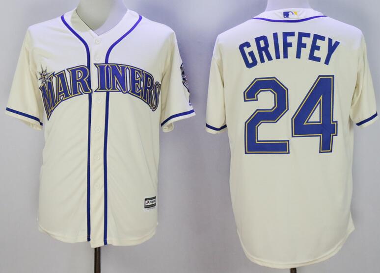 Seattle Mariners 24 Ken Griffey beige mlb jersey