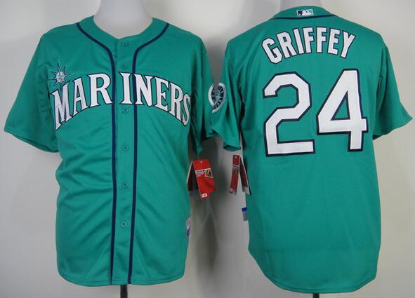 Seattle Mariners 24 Ken Griffey green throwback mlb jersey