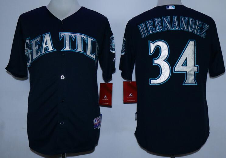 Seattle Mariners 34 Felix Hernandez Blue men mlb baseball jerseys