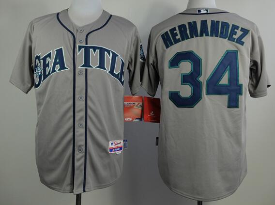 Seattle Mariners 34 Felix Hernandez Grey baseball jersey